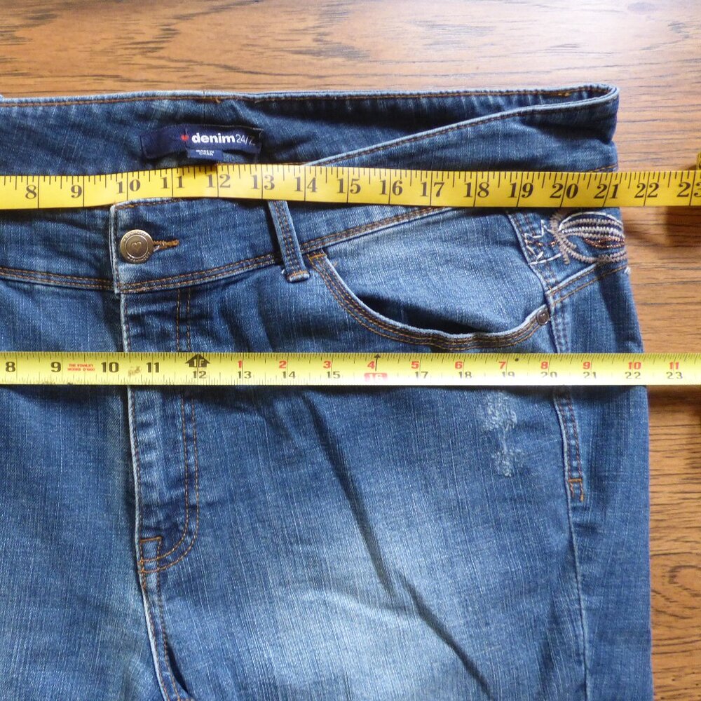 DENIM 24/7 BOHO PRAIRIE BLUE WASHED COLOR EMBROIDERED 5 POCKETS JEANS 20W - Picture 10 of 10